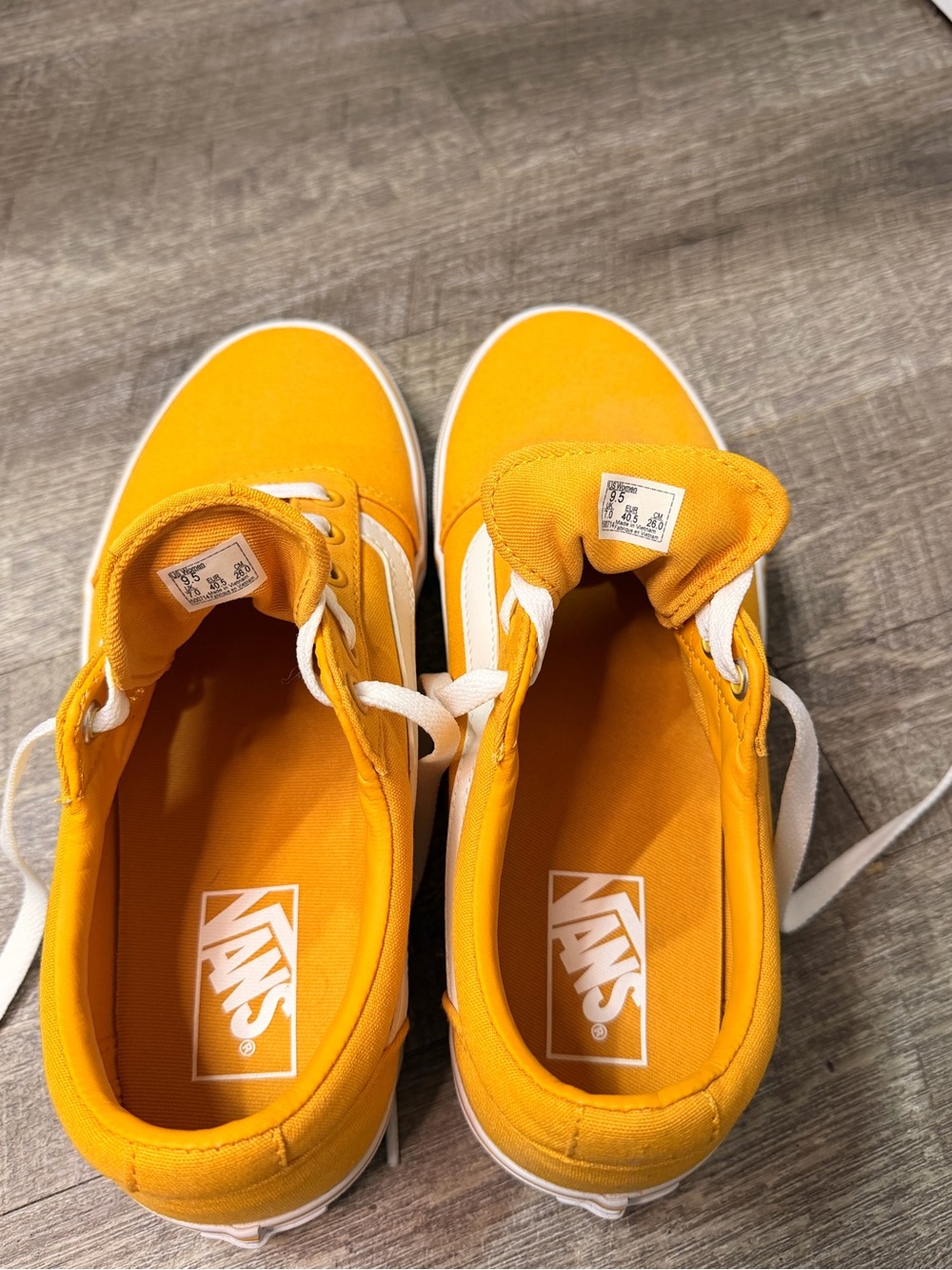 Vans Old Skool Women’s Yellow Canvas Skate Sneakers with White Stripe - Picture 9 of 9